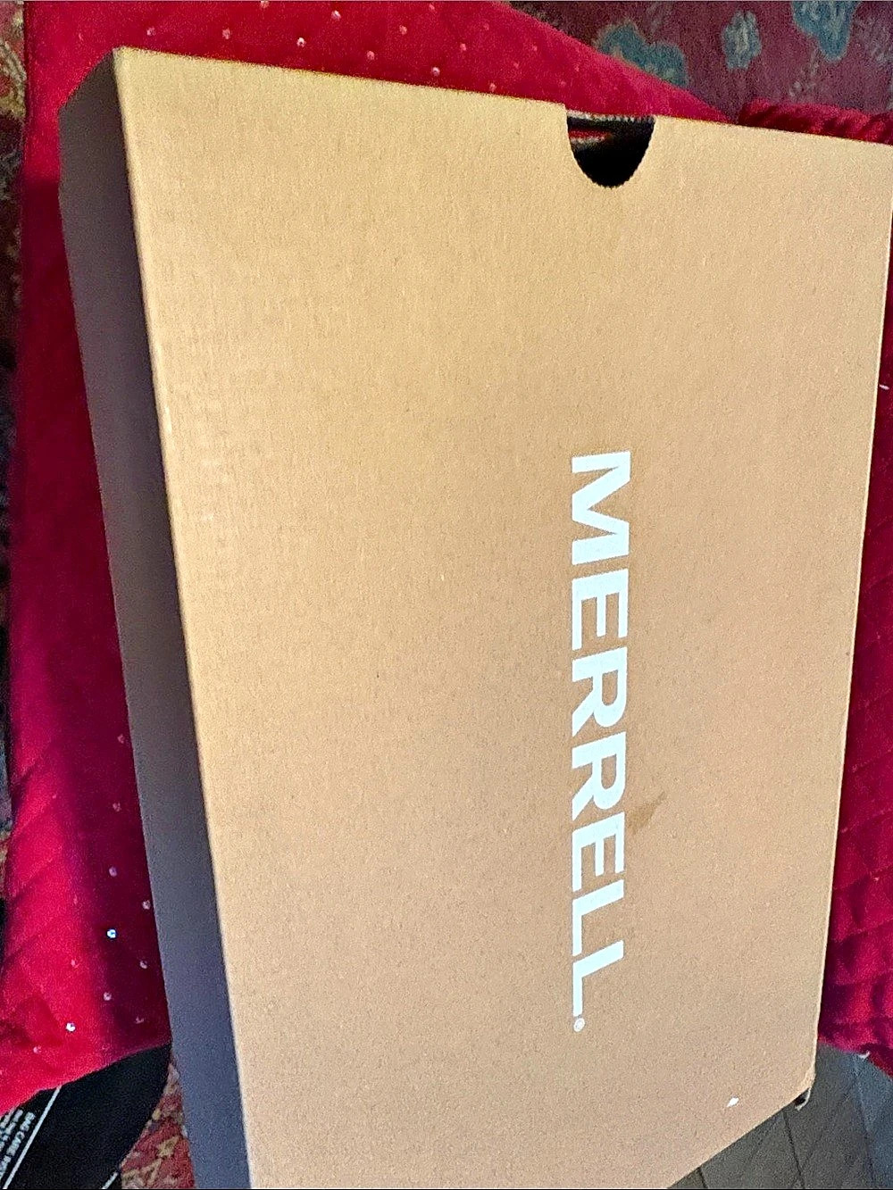 Empty Merrell Hiking Women's Shoes box with original tissue.
